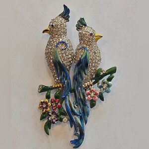 Vintage Rare 40s Coro Duette Enamel Rhinestone Brooch Fur Clip